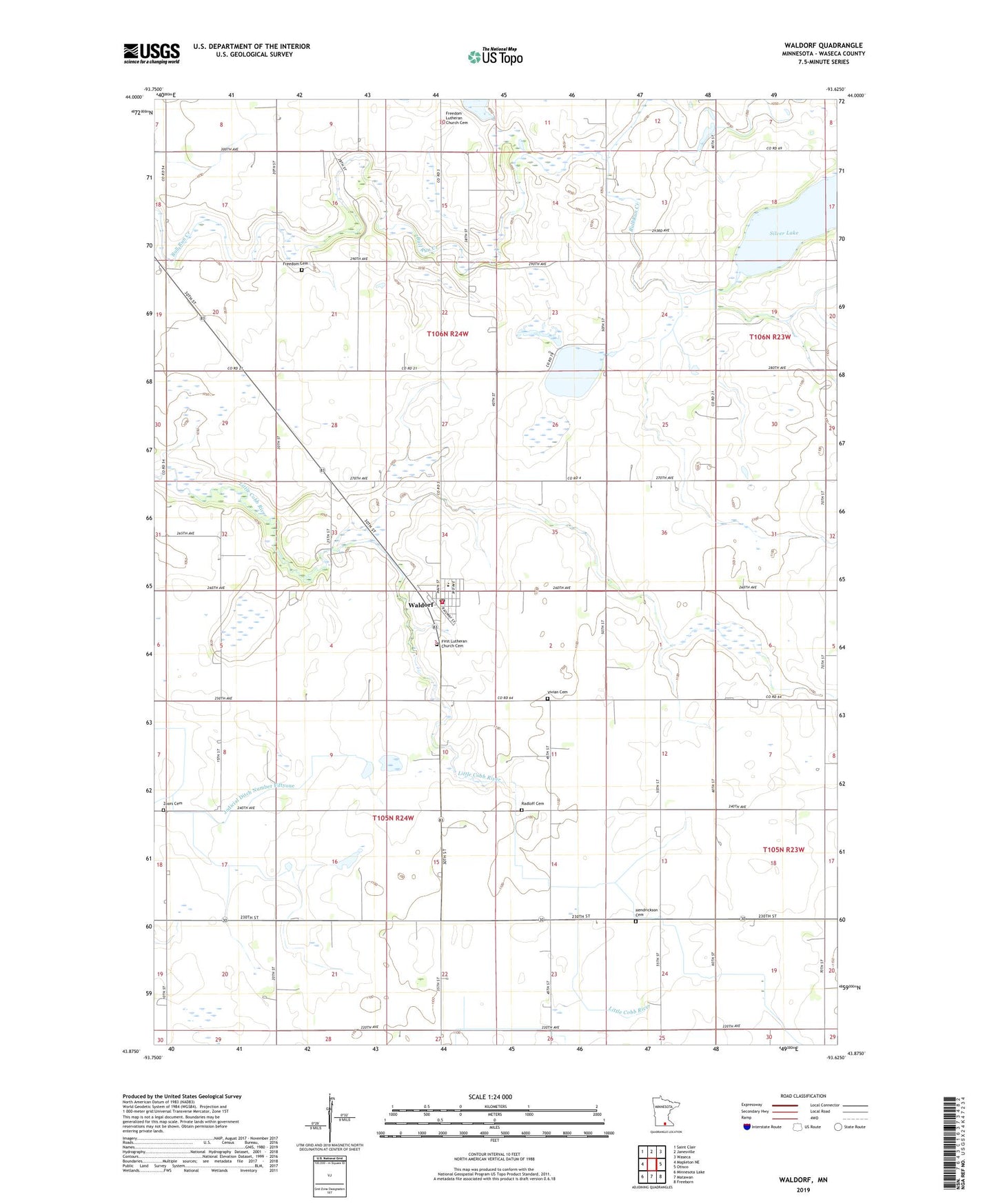 Waldorf Minnesota US Topo Map Image