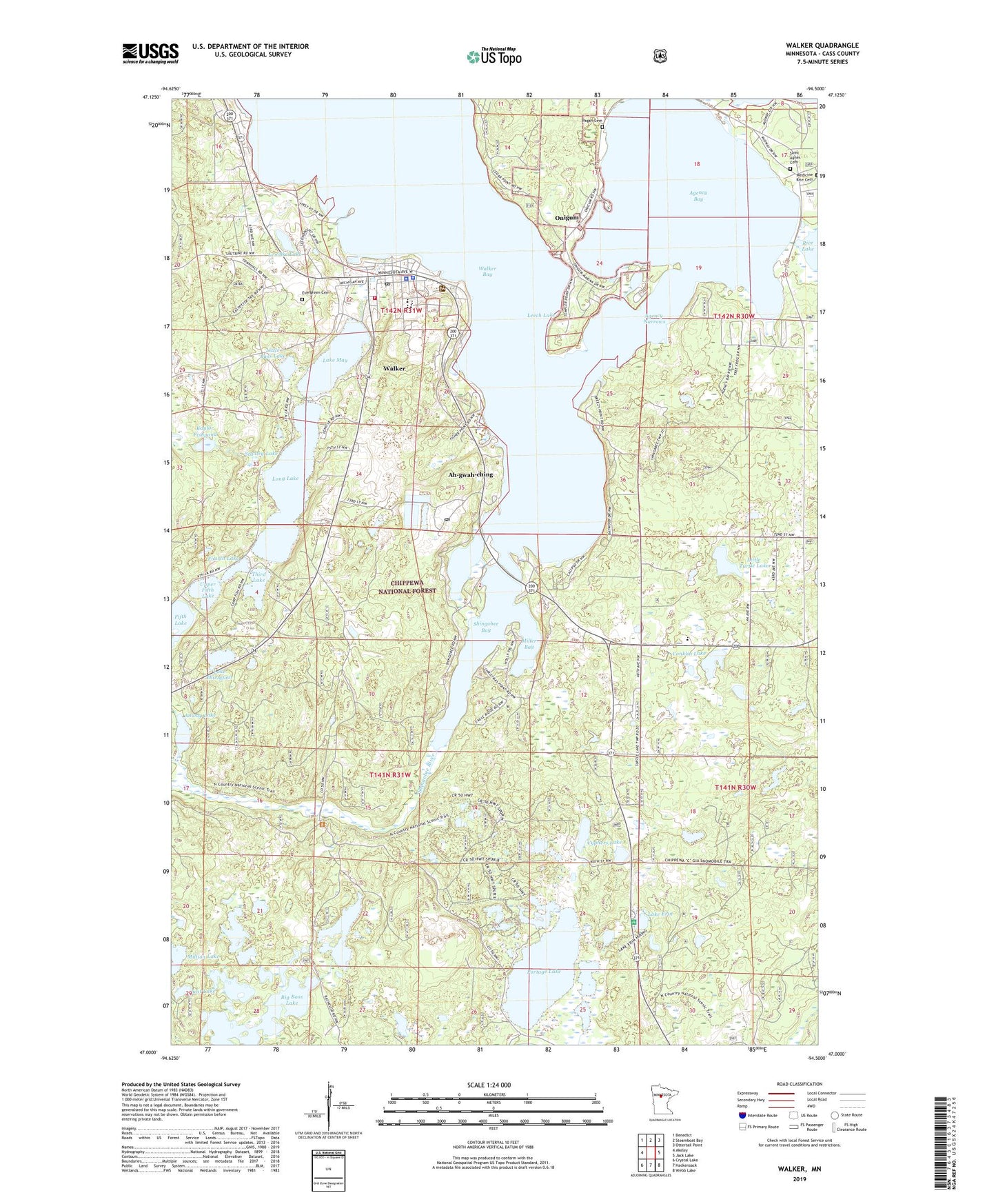 Walker Minnesota US Topo Map Image