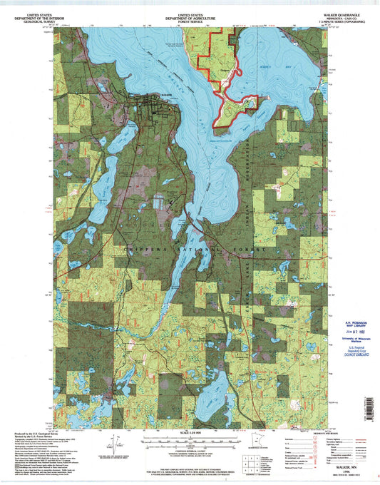 Classic USGS Walker Minnesota 7.5'x7.5' Topo Map Image