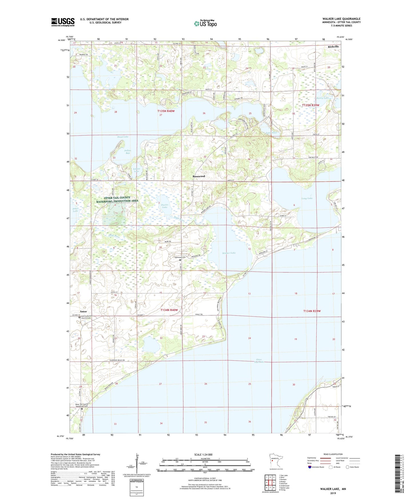 Walker Lake Minnesota US Topo Map Image