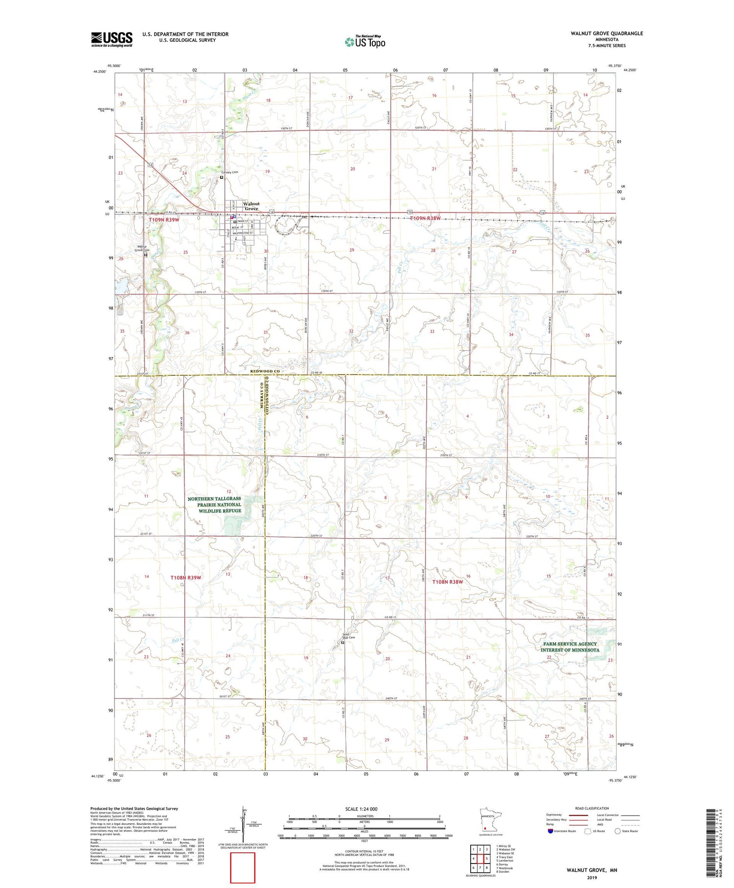 Walnut Grove Minnesota US Topo Map Image