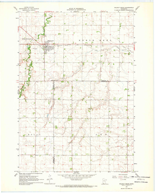 Classic USGS Walnut Grove Minnesota 7.5'x7.5' Topo Map Image
