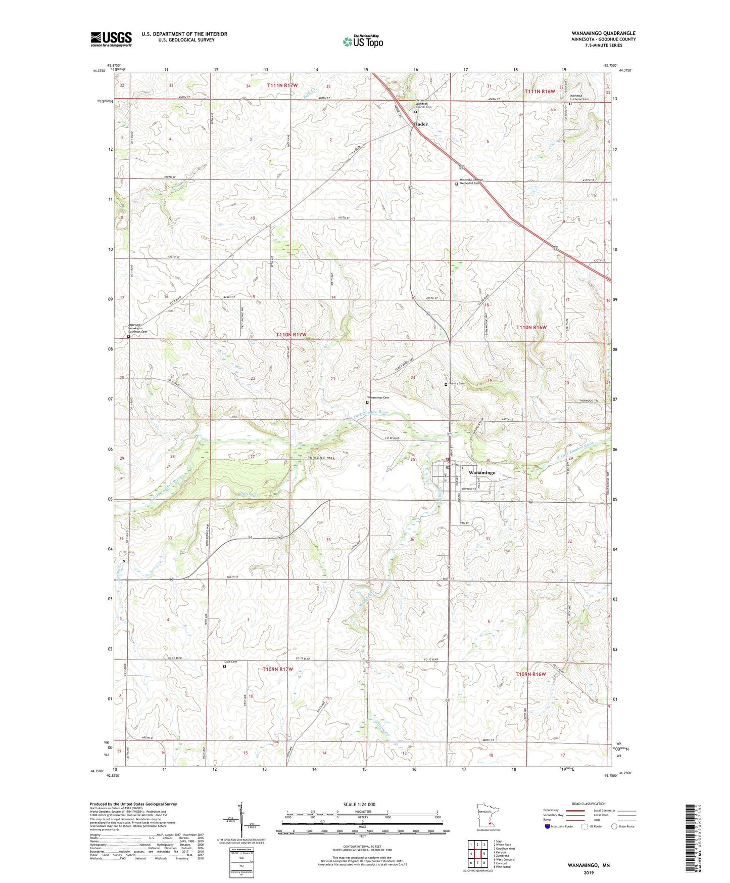 Wanamingo Minnesota US Topo Map Image