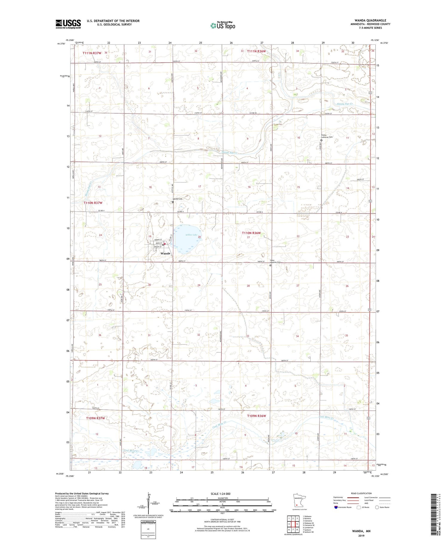 Wanda Minnesota US Topo Map Image