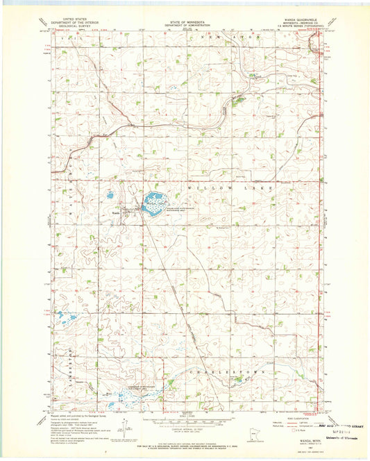 Classic USGS Wanda Minnesota 7.5'x7.5' Topo Map Image