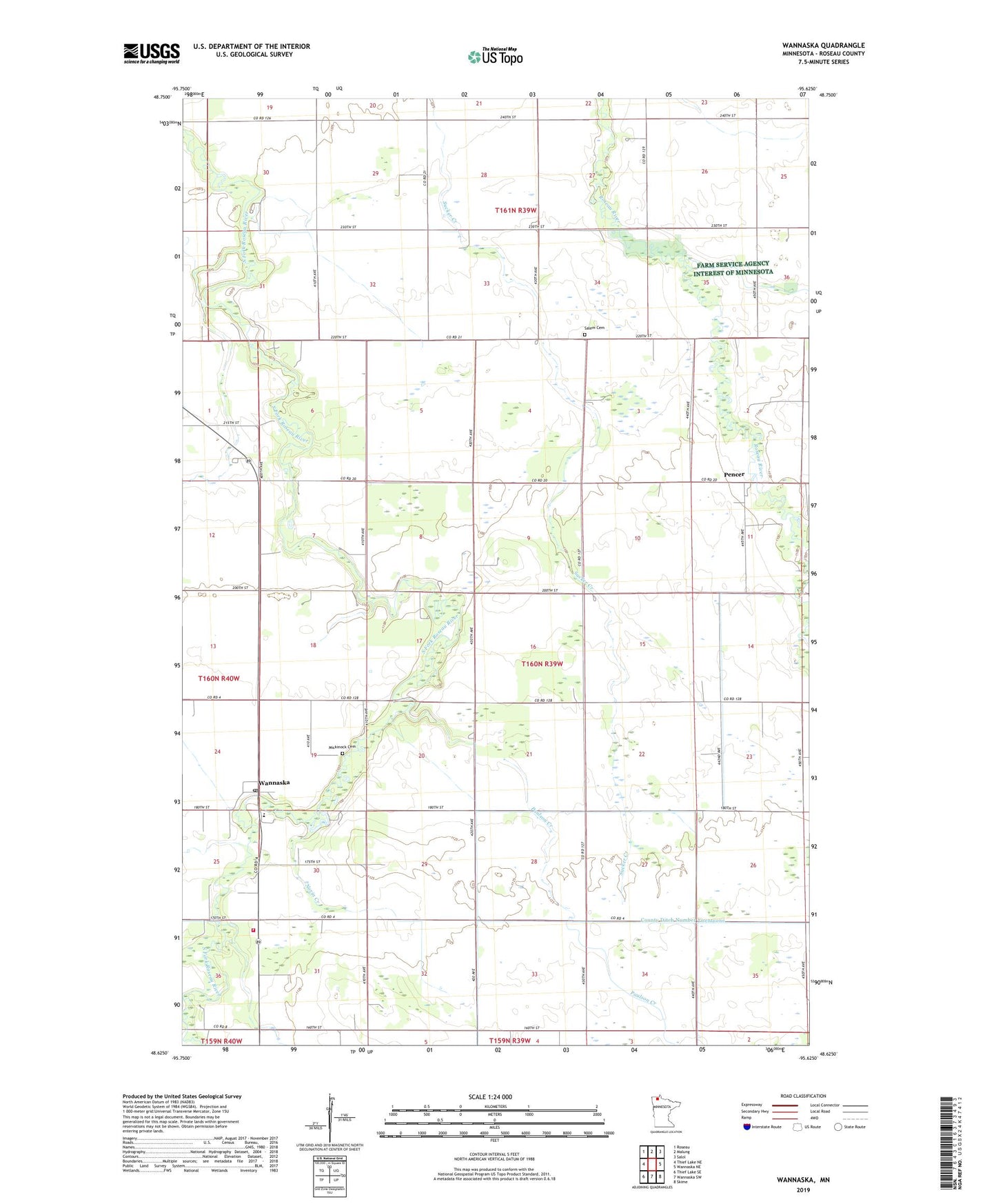 Wannaska Minnesota US Topo Map Image
