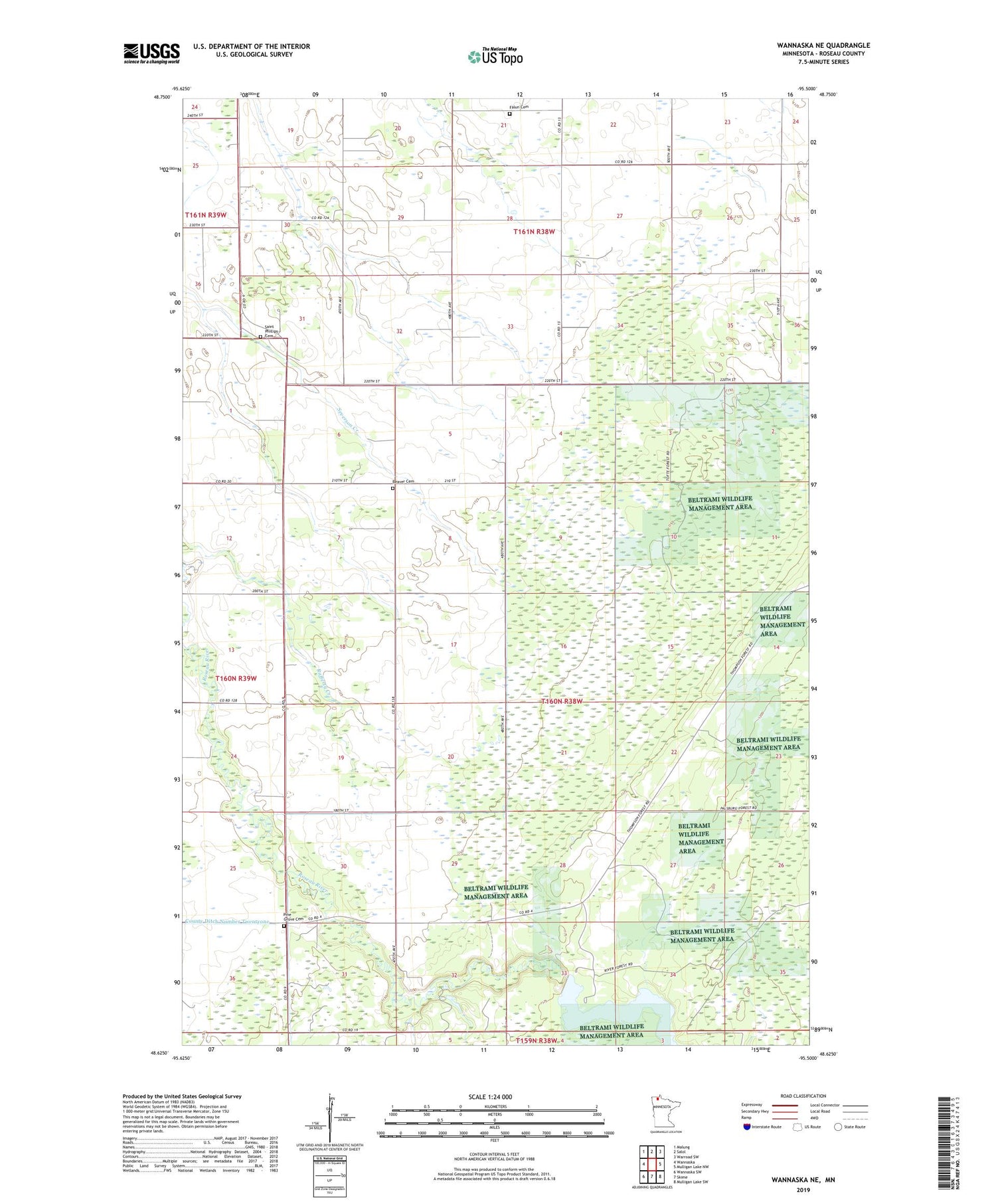 Wannaska NE Minnesota US Topo Map Image