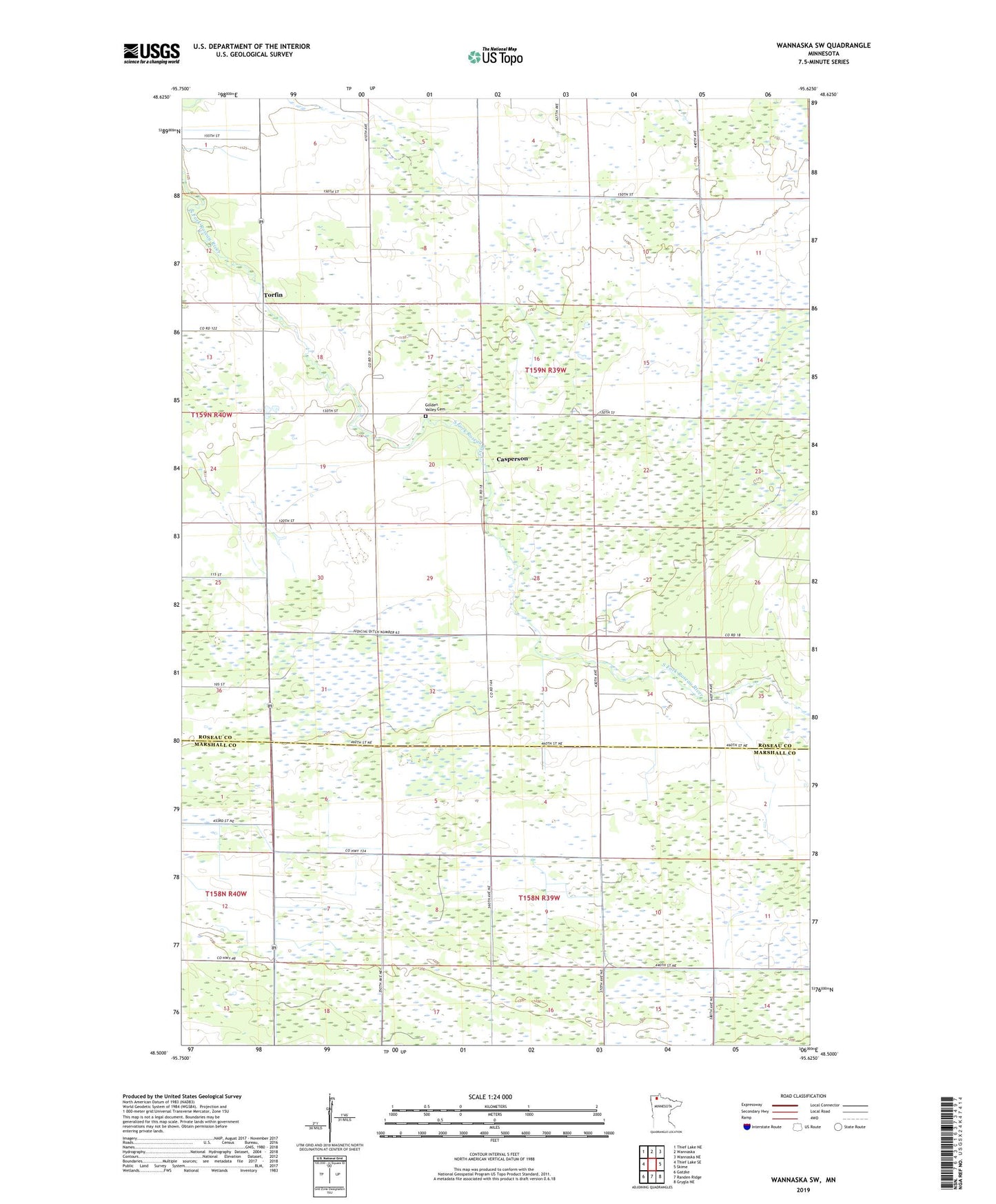 Wannaska SW Minnesota US Topo Map Image