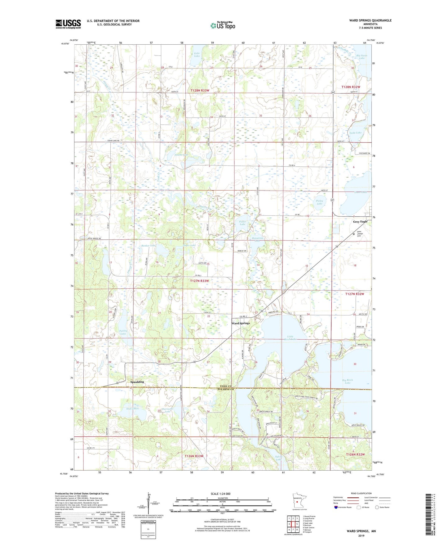 Ward Springs Minnesota US Topo Map Image