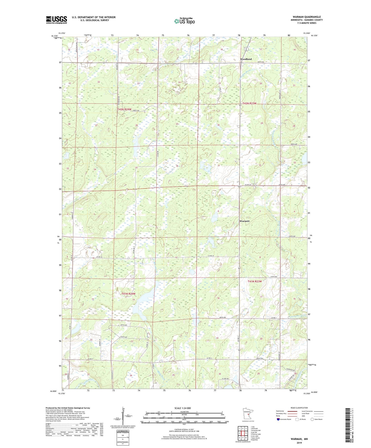 Warman Minnesota US Topo Map Image