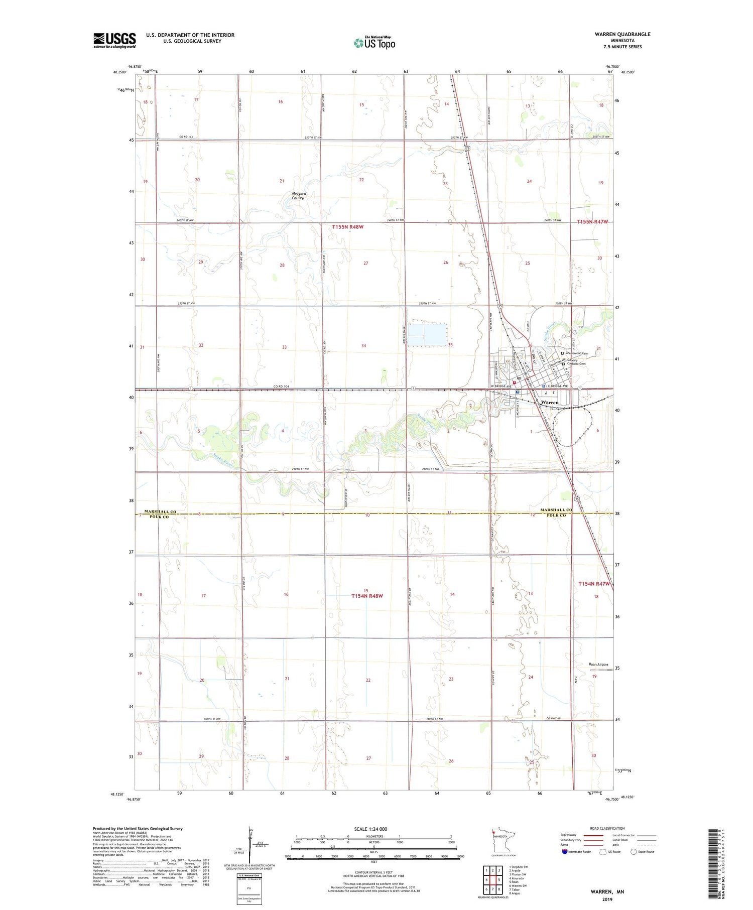 Warren Minnesota US Topo Map Image
