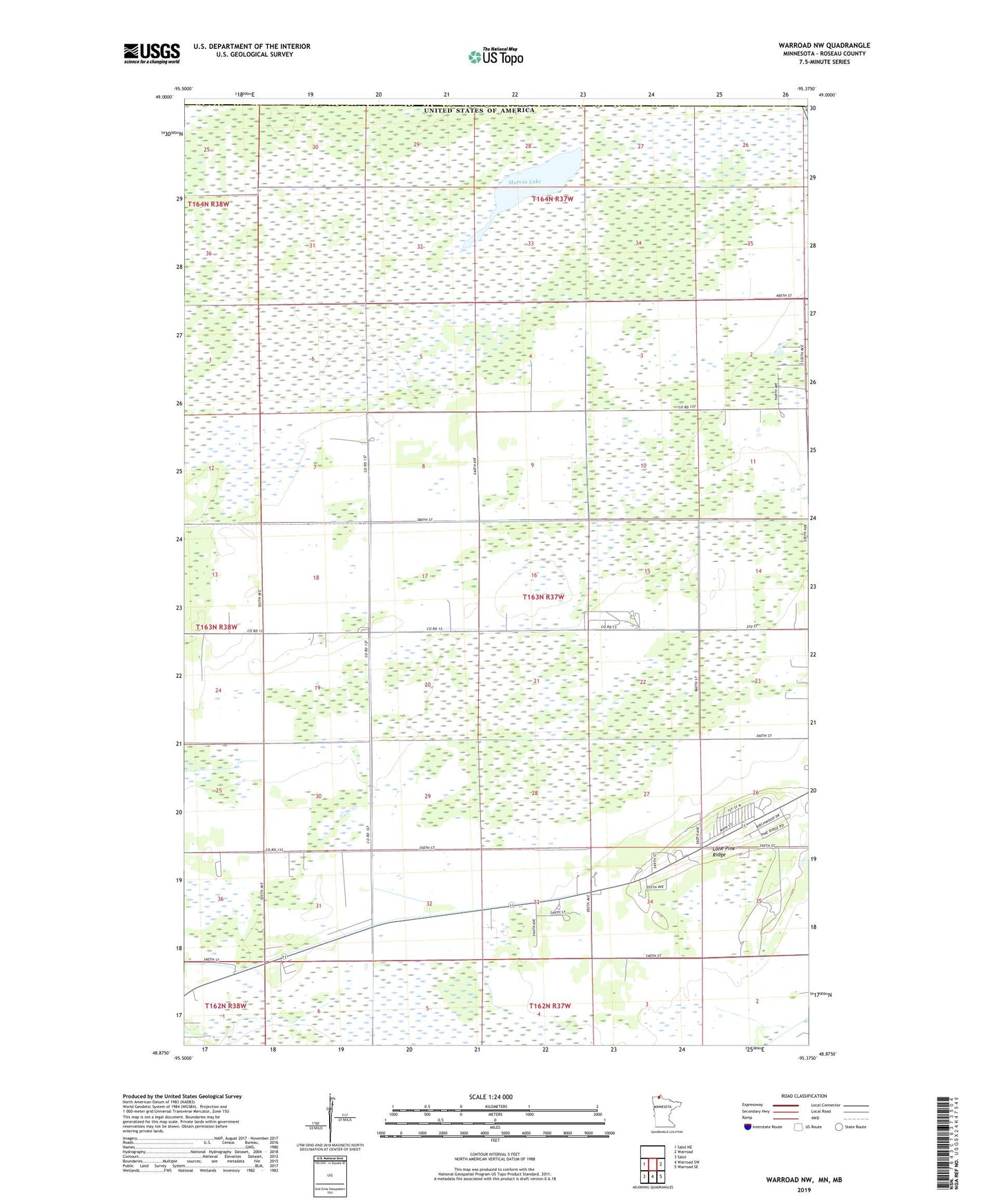 Warroad NW Minnesota US Topo Map Image