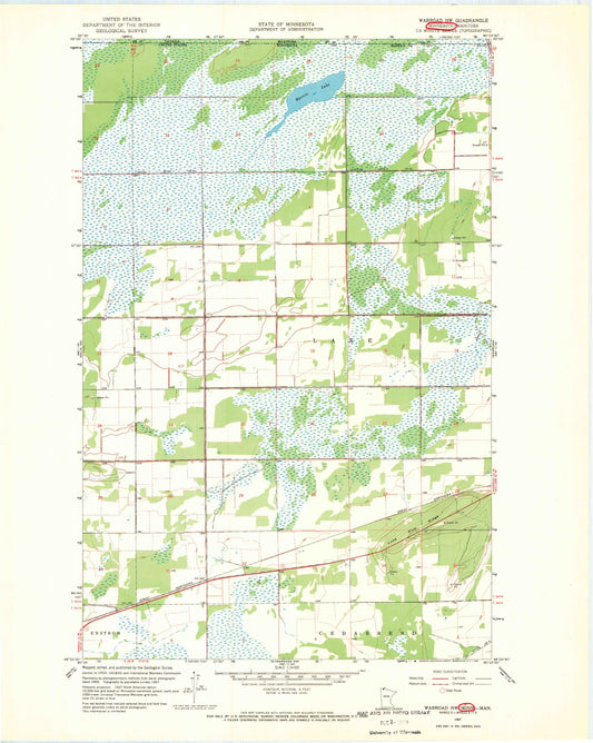 Classic USGS Warroad NW Minnesota 7.5'x7.5' Topo Map Image