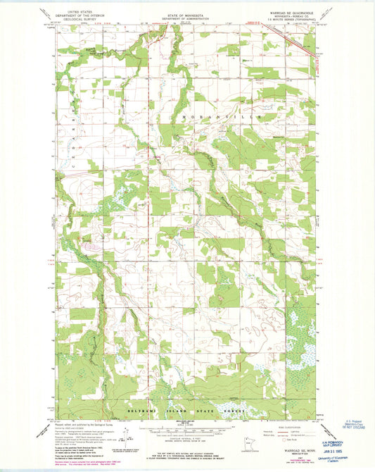 Classic USGS Warroad SE Minnesota 7.5'x7.5' Topo Map Image