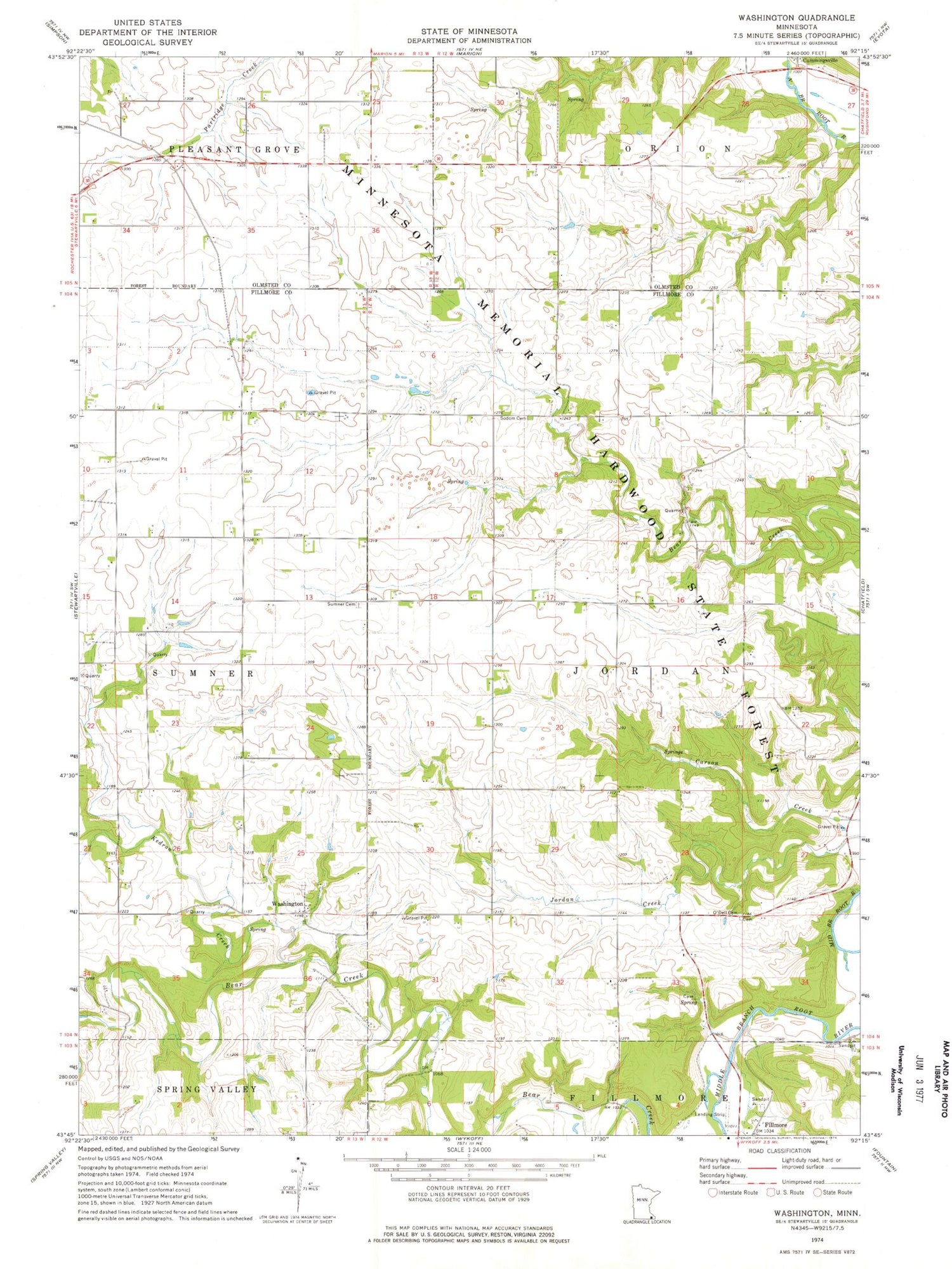 Classic USGS Washington Minnesota 7.5'x7.5' Topo Map Image
