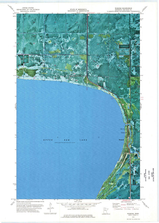 Classic USGS Waskish Minnesota 7.5'x7.5' Topo Map Image