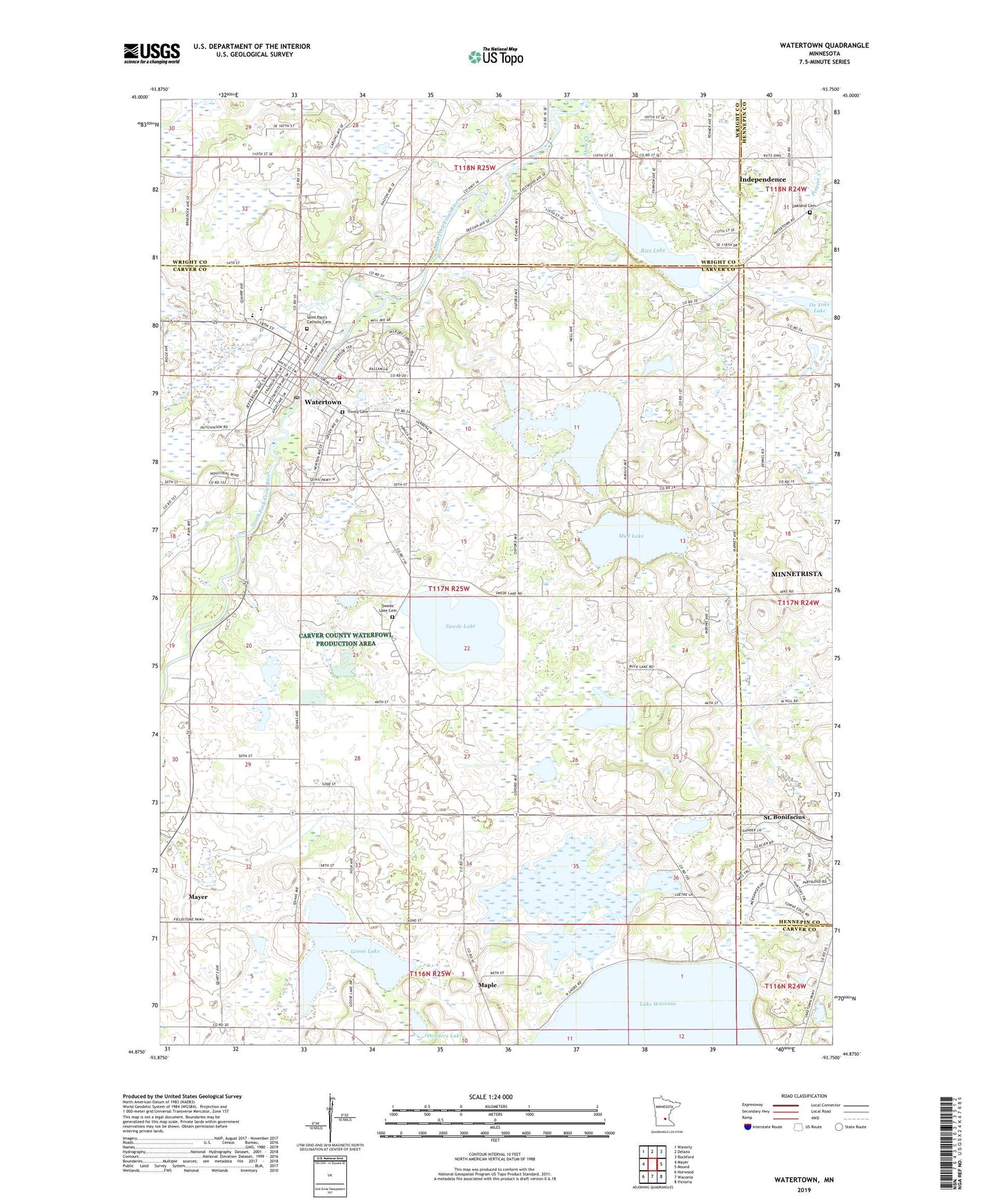 Watertown Minnesota US Topo Map Image