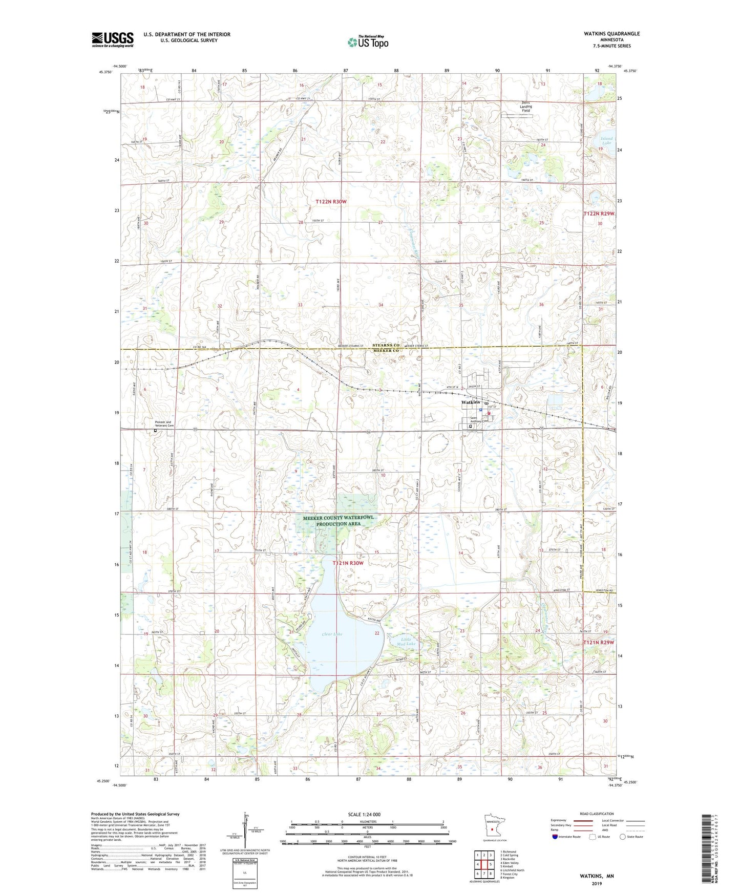 Watkins Minnesota US Topo Map Image