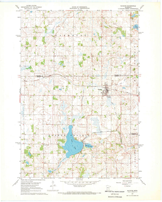 Classic USGS Watkins Minnesota 7.5'x7.5' Topo Map Image
