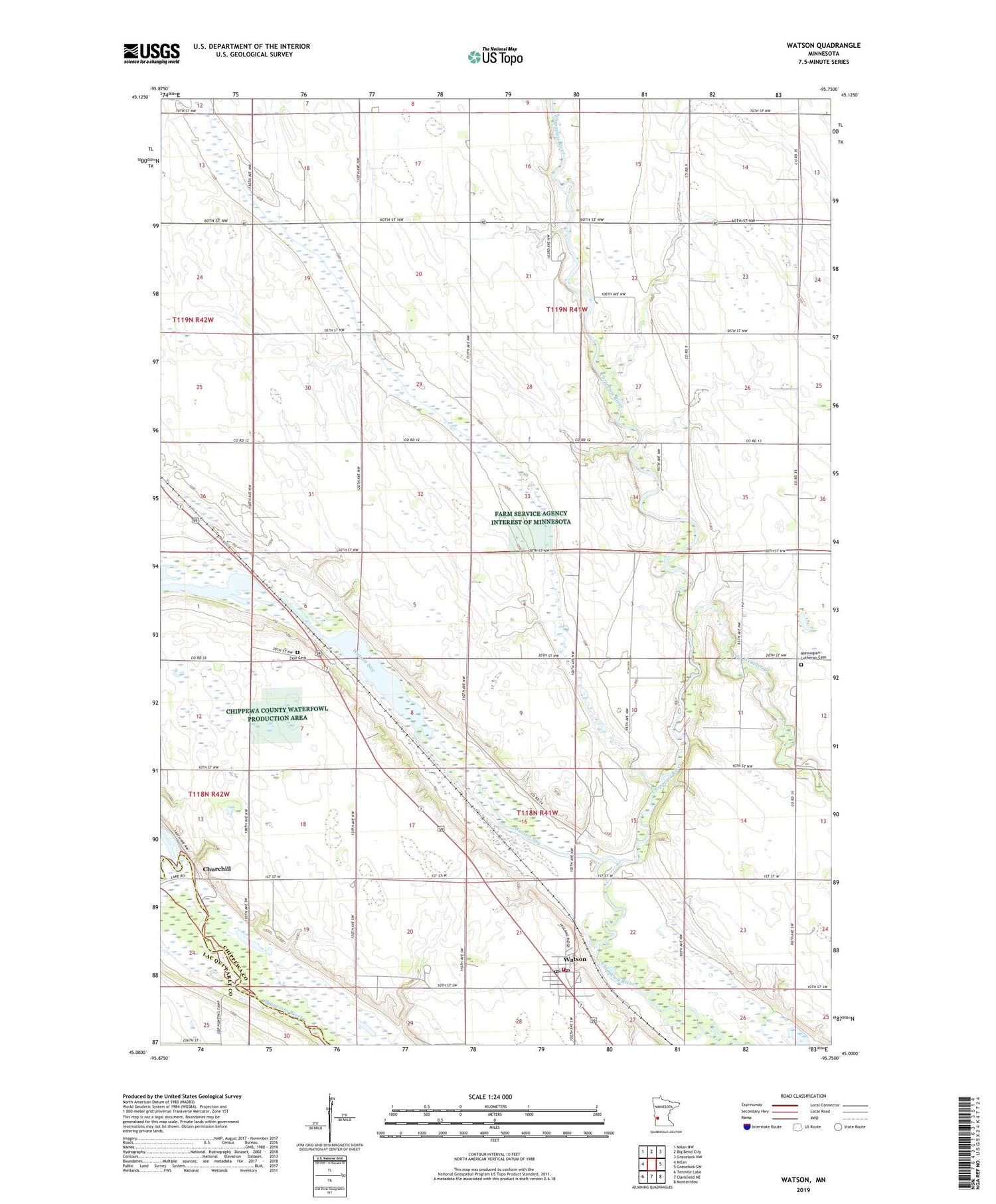 Watson Minnesota US Topo Map Image