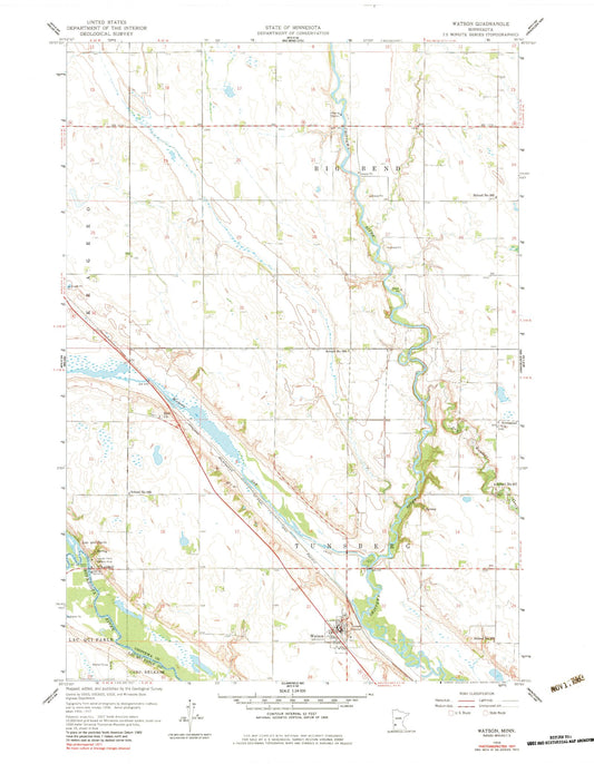 Classic USGS Watson Minnesota 7.5'x7.5' Topo Map Image