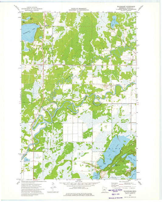 Classic USGS Waukenabo Minnesota 7.5'x7.5' Topo Map Image