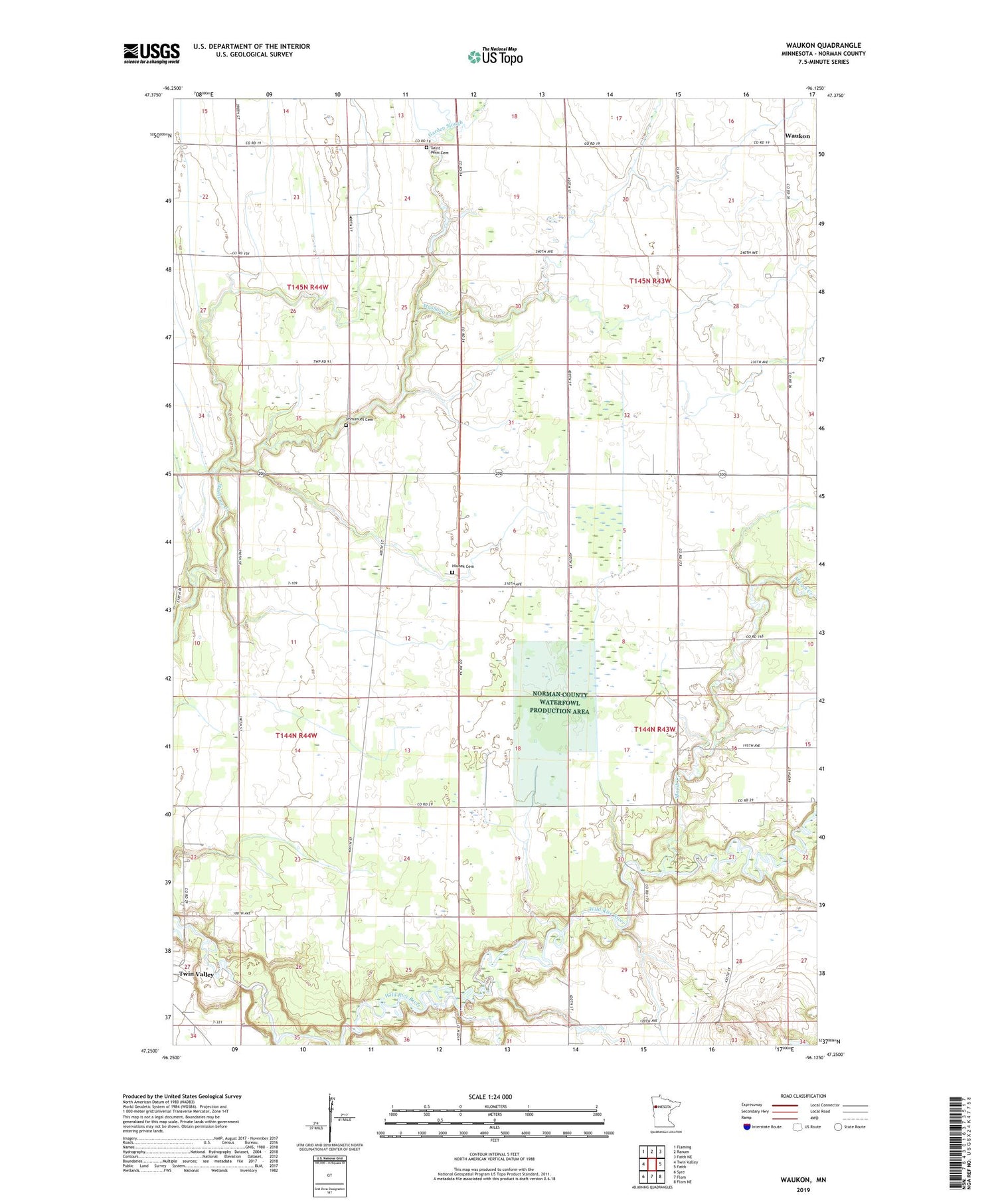 Waukon Minnesota US Topo Map Image