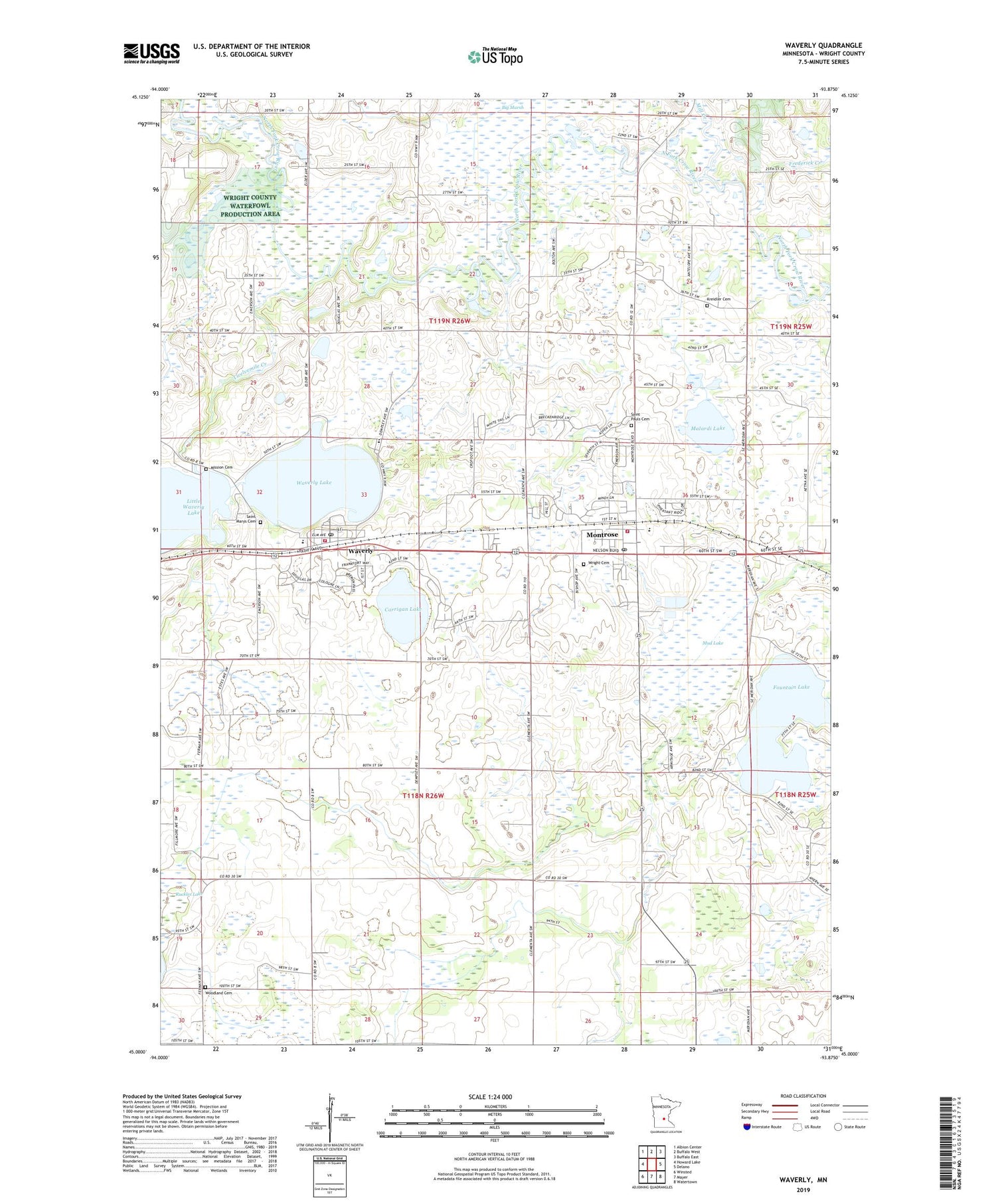 Waverly Minnesota US Topo Map Image