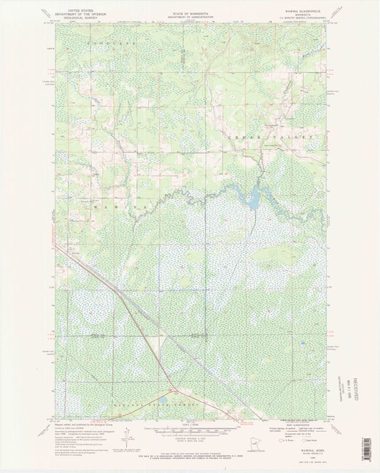 Classic USGS Wawina Minnesota 7.5'x7.5' Topo Map Image