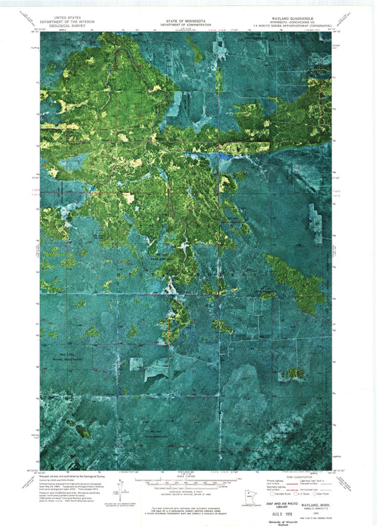 Classic USGS Wayland Minnesota 7.5'x7.5' Topo Map Image