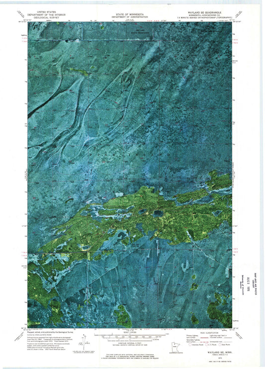 Classic USGS Wayland SE Minnesota 7.5'x7.5' Topo Map Image