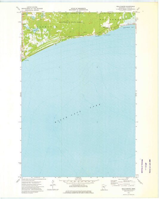 Classic USGS Wealthwood Minnesota 7.5'x7.5' Topo Map Image