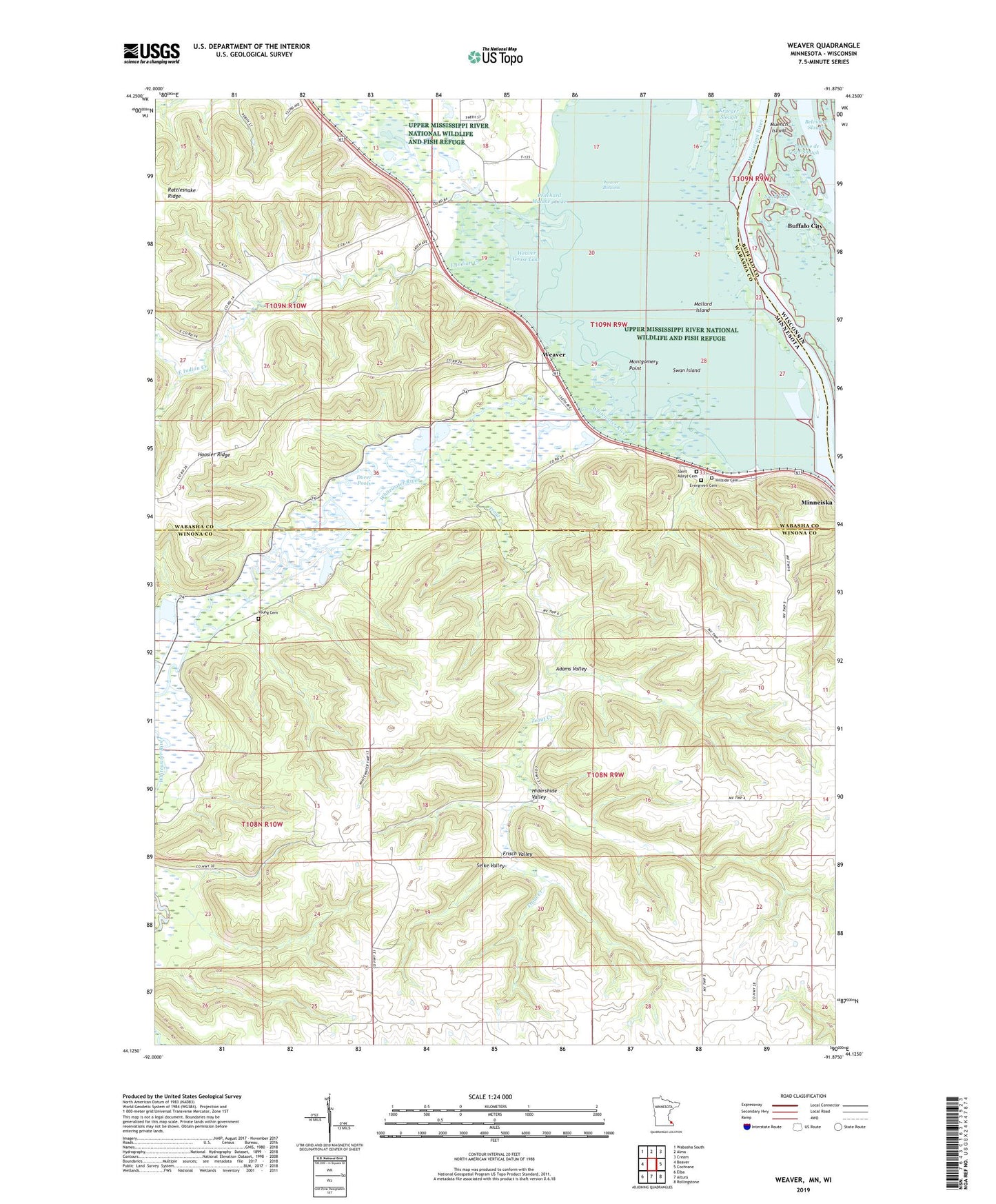 Weaver Minnesota US Topo Map Image