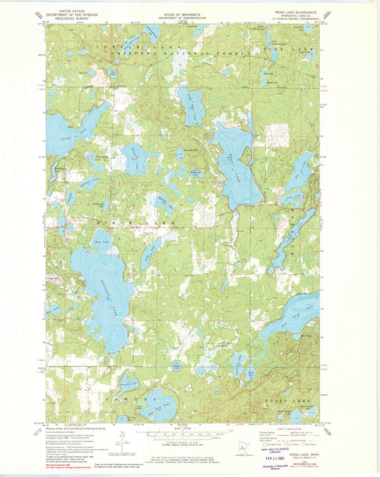 Classic USGS Webb Lake Minnesota 7.5'x7.5' Topo Map Image