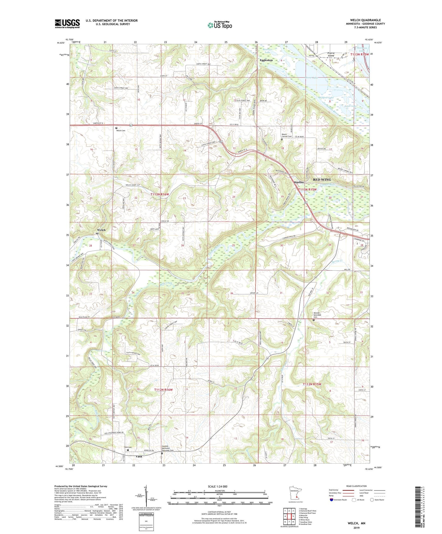 Welch Minnesota US Topo Map Image