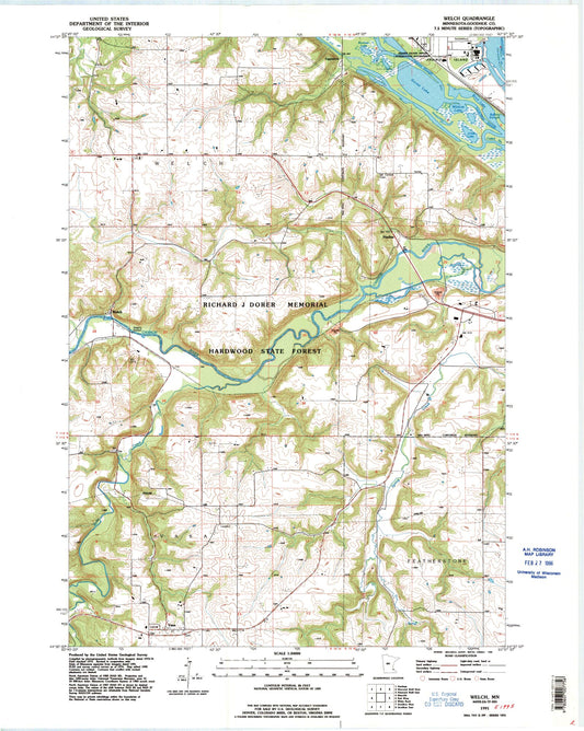 Classic USGS Welch Minnesota 7.5'x7.5' Topo Map Image