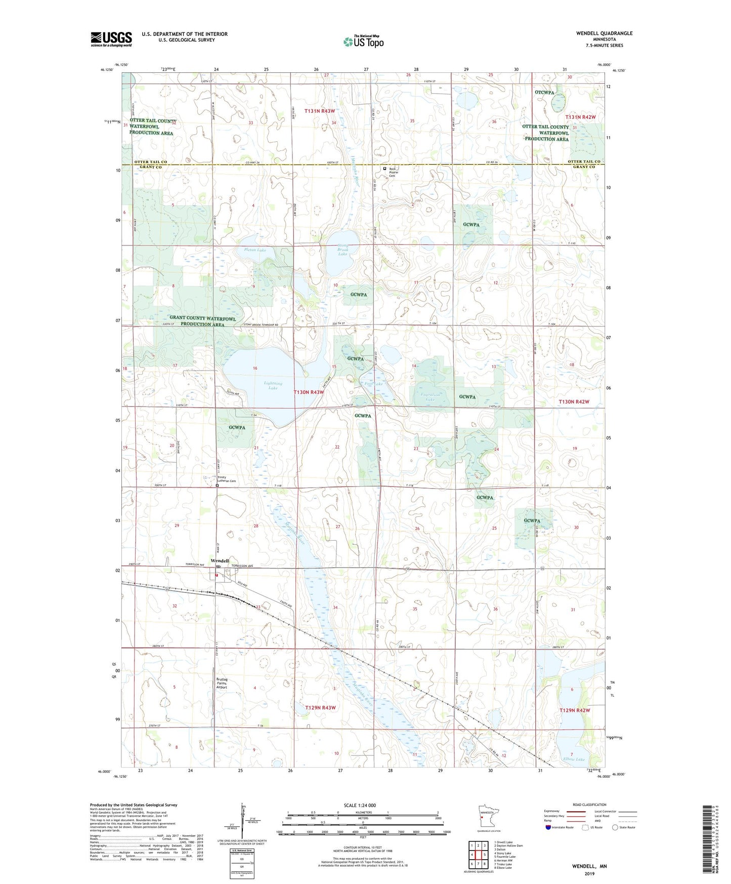 Wendell Minnesota US Topo Map Image