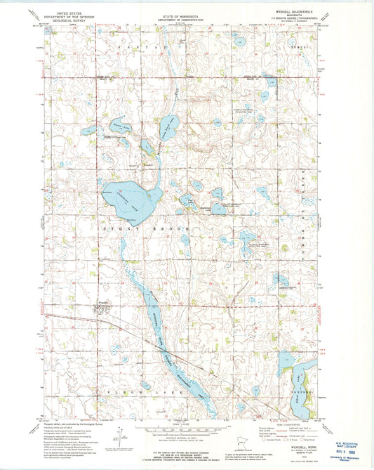 Classic USGS Wendell Minnesota 7.5'x7.5' Topo Map Image