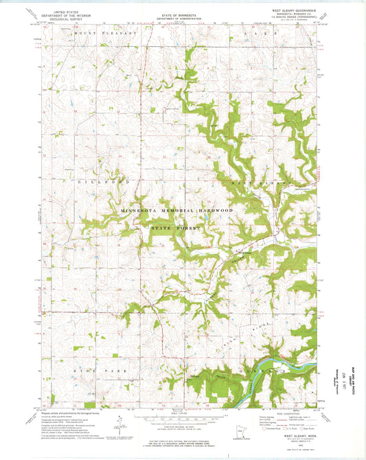 Classic USGS West Albany Minnesota 7.5'x7.5' Topo Map Image