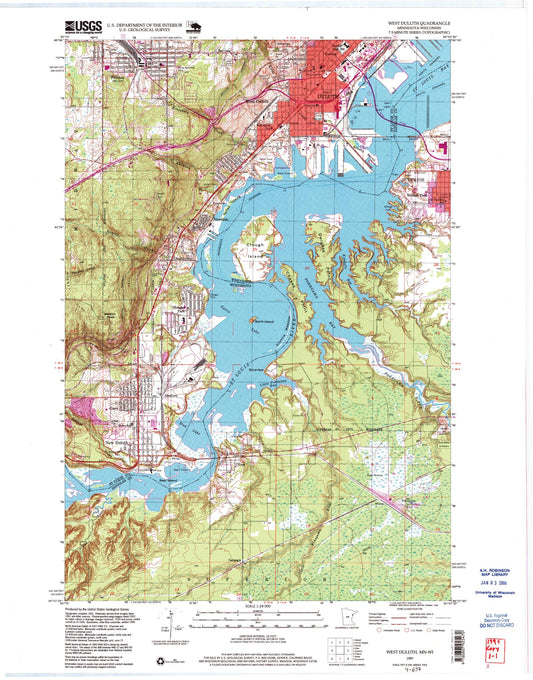 Classic USGS West Duluth Minnesota 7.5'x7.5' Topo Map Image