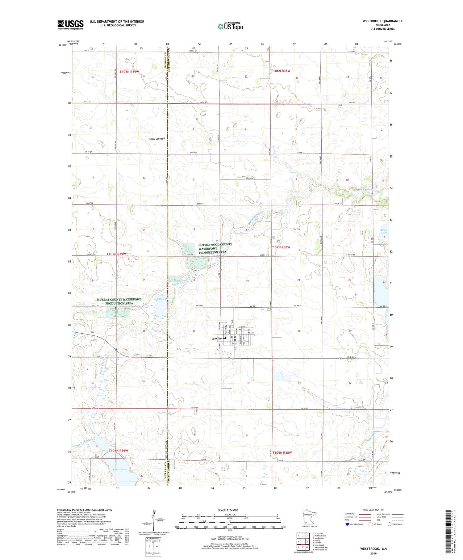 Westbrook Minnesota US Topo Map Image