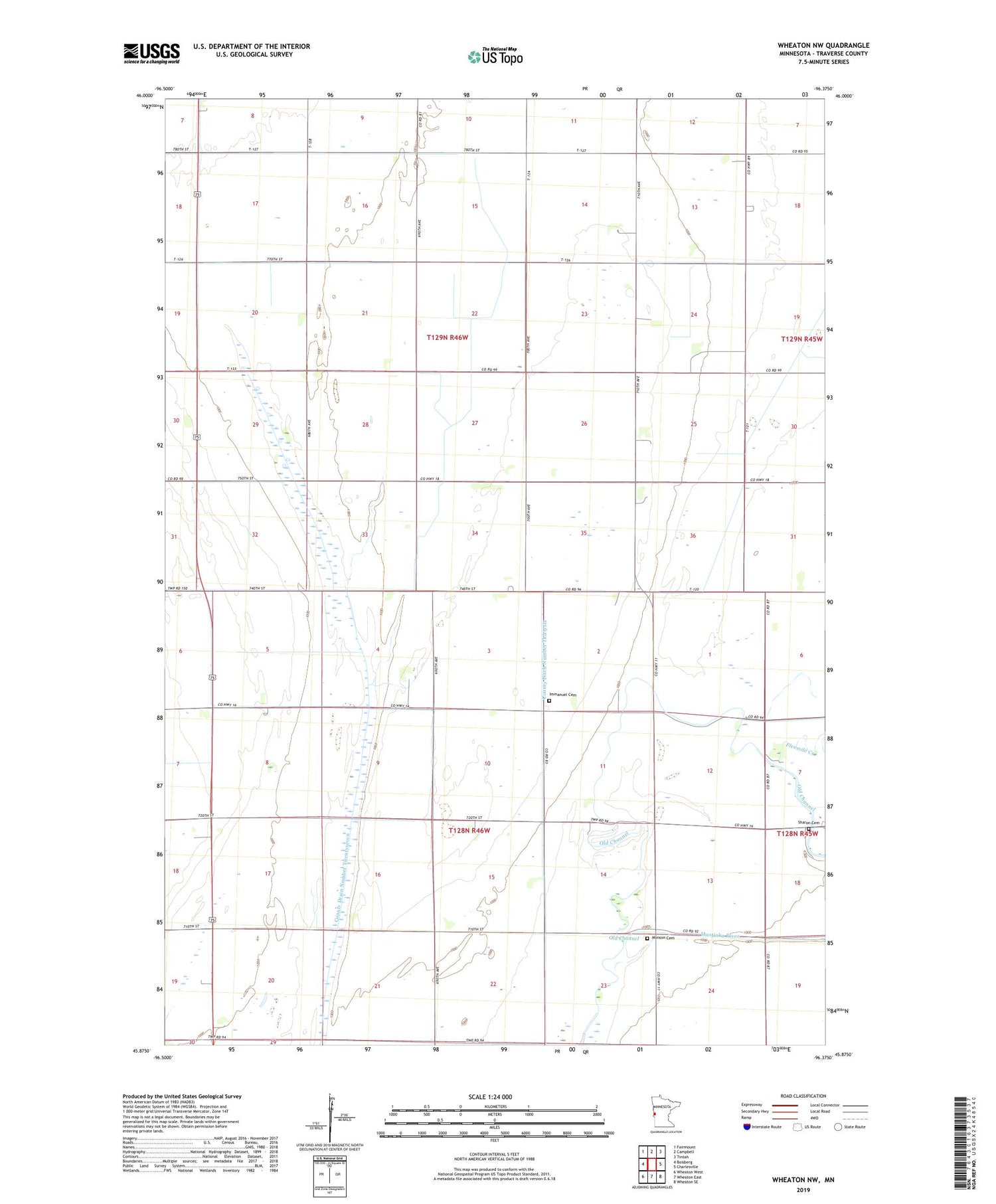 Wheaton NW Minnesota US Topo Map Image