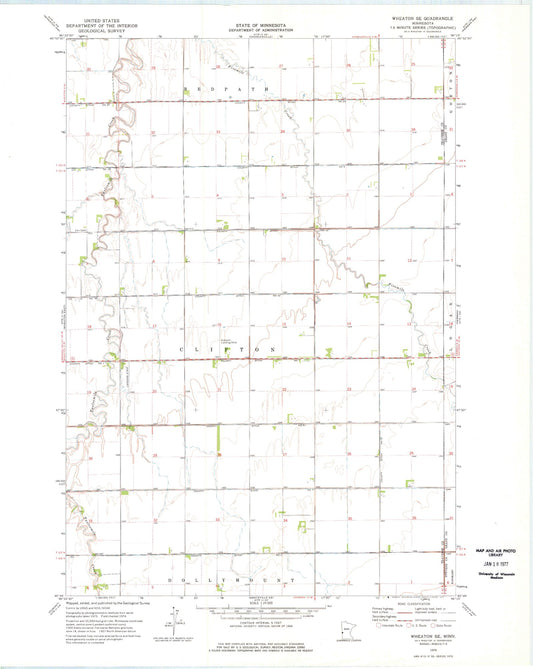 Classic USGS Wheaton SE Minnesota 7.5'x7.5' Topo Map Image