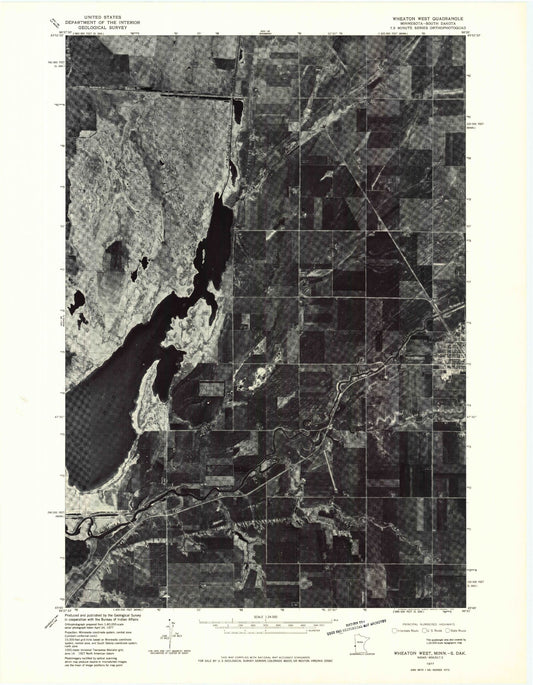 Classic USGS Wheaton West Minnesota 7.5'x7.5' Topo Map Image