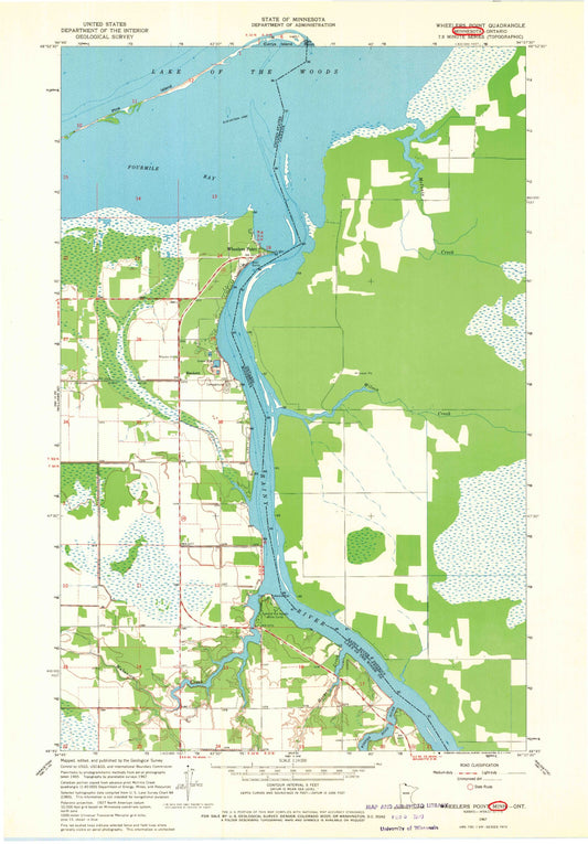 Classic USGS Wheelers Point Minnesota 7.5'x7.5' Topo Map Image