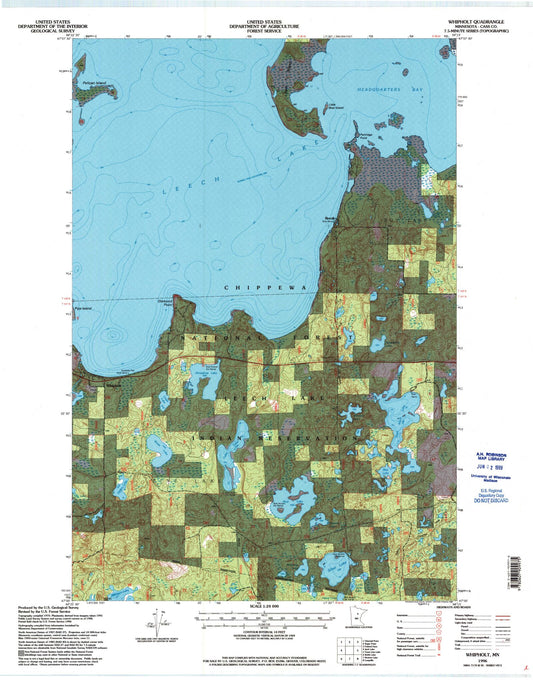 Classic USGS Whipholt Minnesota 7.5'x7.5' Topo Map Image