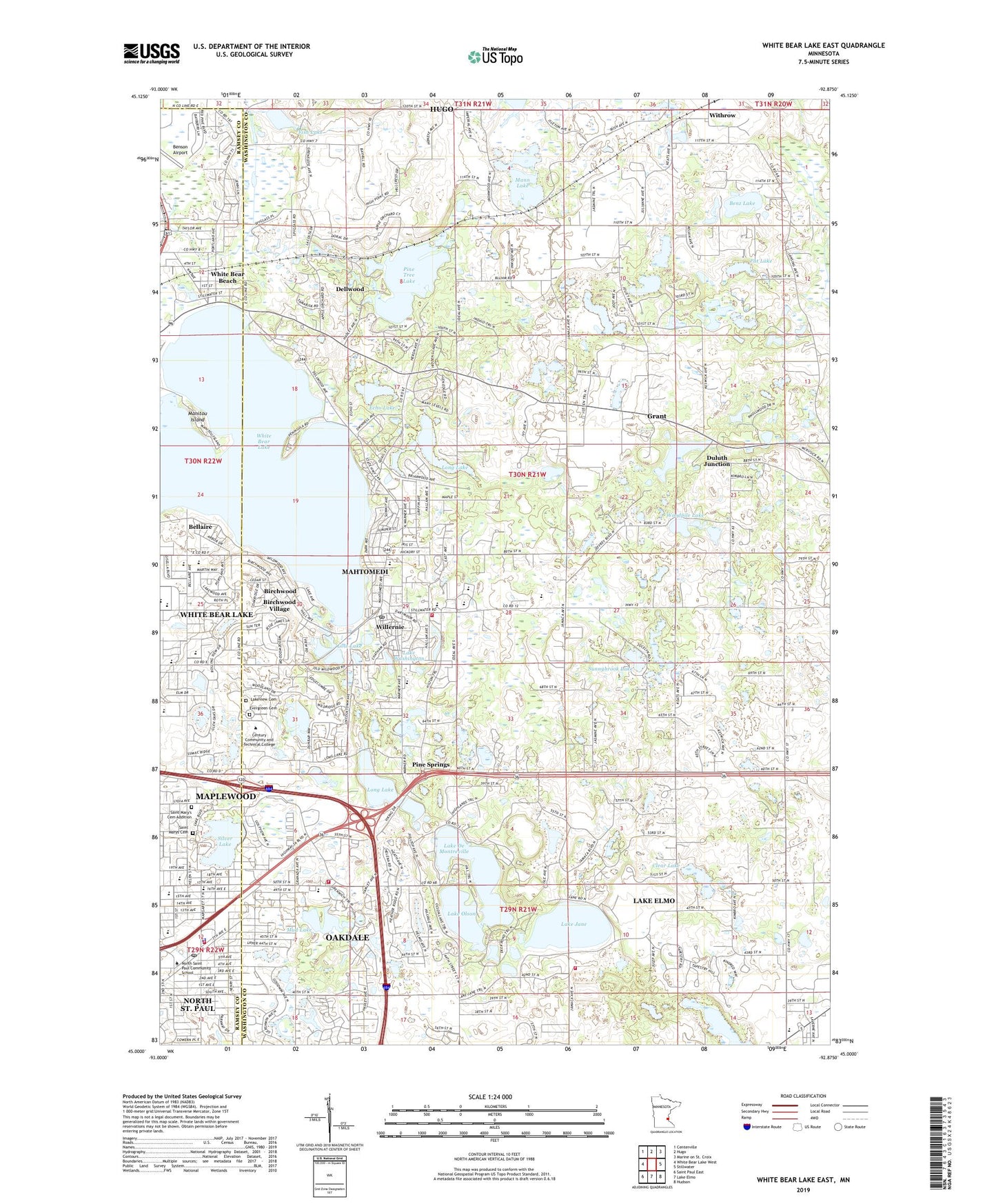 White Bear Lake East Minnesota US Topo Map Image