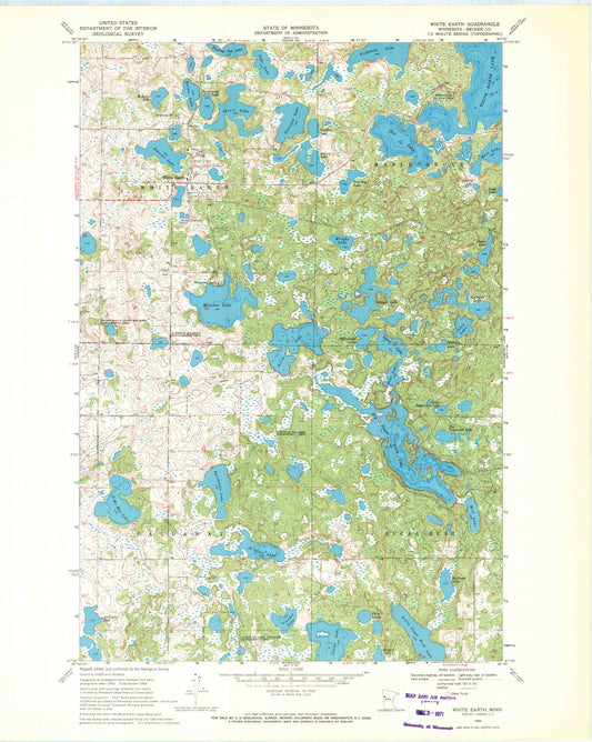 Classic USGS White Earth Minnesota 7.5'x7.5' Topo Map Image