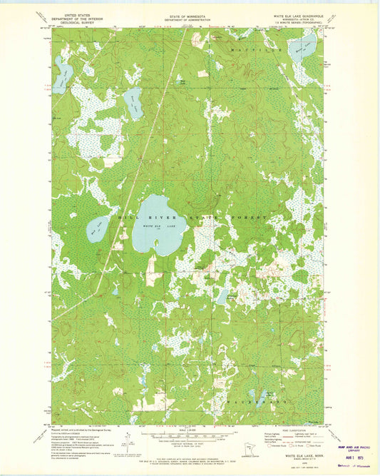 Classic USGS White Elk Lake Minnesota 7.5'x7.5' Topo Map Image