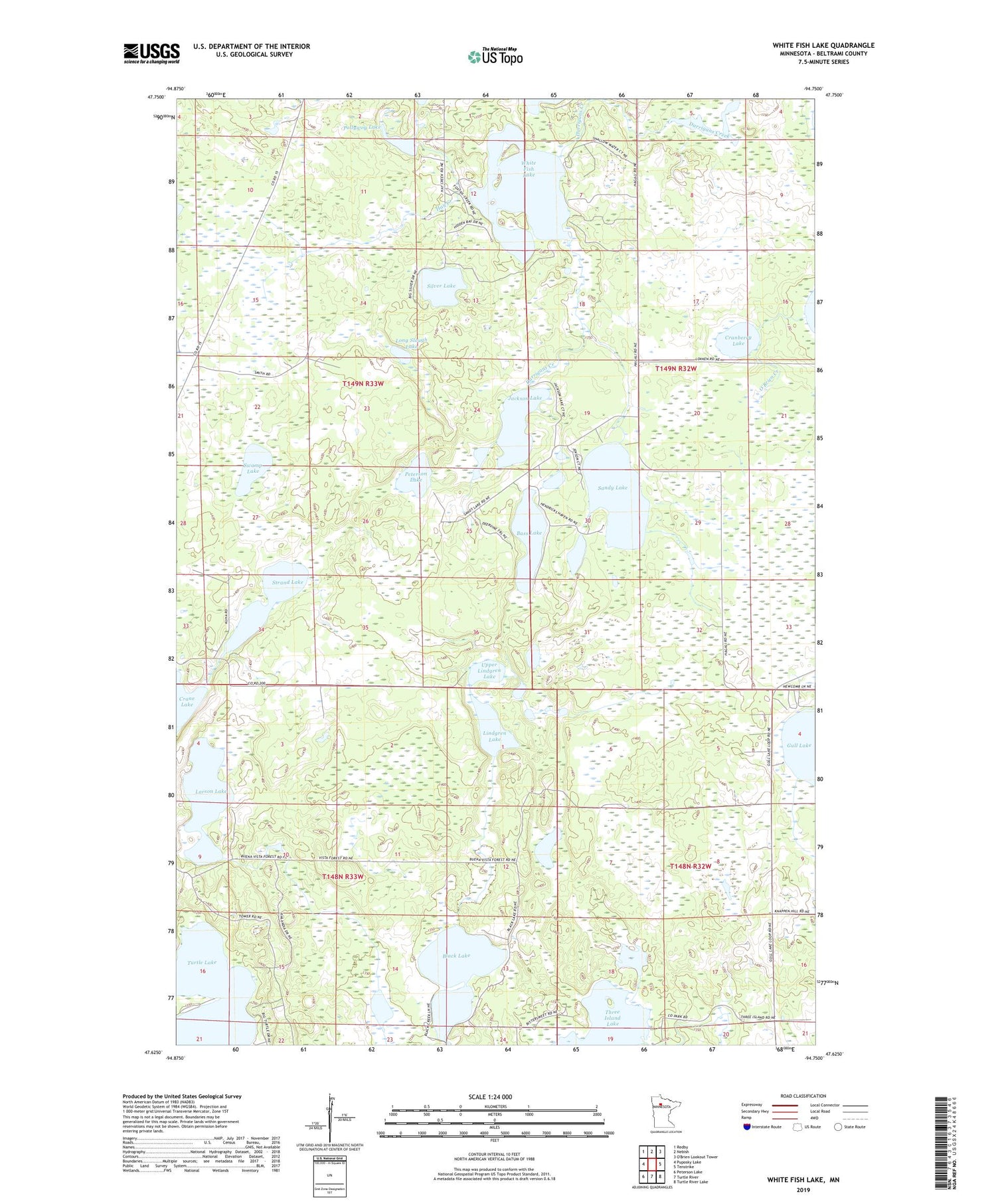 White Fish Lake Minnesota US Topo Map Image